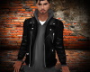leather with gray hoodie