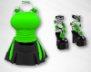 2Pc Grn & Blk Set +Heels