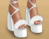 K White Fur Sandals