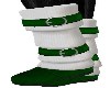GREEN/WHITE COSY BOOTS