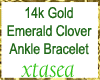 14k Emerald Clover Ankle