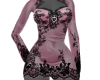 Pink Black Lace Dress
