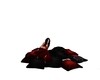 black rose pillow pile