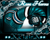 teal & white rose horns