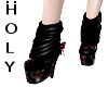 black red pvc boots