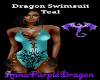 Dragon Swimsuit-Teal