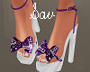Purple/White Bow Heels