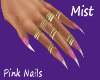 pink nails, gold rings
