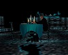 blk and teal table for 2