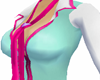 cyan top with pink tie