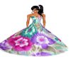 flowered wedding gown or