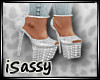 -S- White Studded Heel