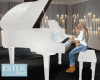 WHITE PIANO WITH PUPPY
