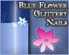 BlueFlowerGlitteryNails