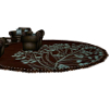 Brown Blue Round Rug