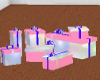 Pink and blue gift boxes