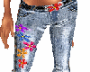 flower jeans w slit side