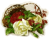 white rose flower basket