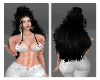 LONG BLACK half up bun