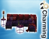 red/purple velvet couch