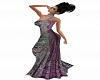 Purple Silver Slit Gown