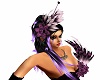hat with purple feathers