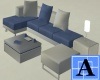 Silver and Blue Sofa