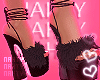 Black Pink Fur Heels
