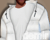 [D] White puffer hoodie