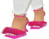 Faded pink fur heels