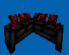 black an red rose couch
