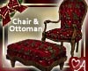 Burgundy Chair & Ottoman
