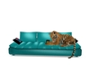 80's Teal Tiger Sofa