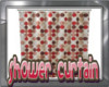 red/brown shower curtain