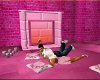 pink fireplacew/rug&pose