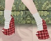 Red plaid wedges