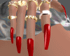 gold rings + red nails