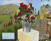 ROSES BUCKET ON CRATE