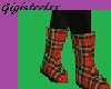 red plaid winter boot