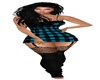 teal blk plaid dress1