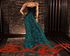 Black Teal Lace Gown