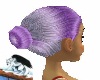 purple hair in a bun