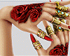 Red Nails+ Tattoo +Rings