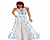 blue and white gown
