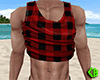 Red Rolled Tank Plaid M