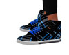 blue plaid hi tops woman