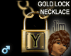 Gold Lock Necklace Y (M)