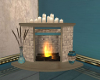 Teal Apartment Fireplace