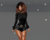 Leather black shorts set