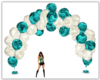 teal/white arch balloons